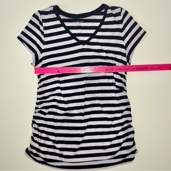 Liz Lange Maternity Blue Striped Short Sleeve Top | Size XXL - Picture 7 of 7